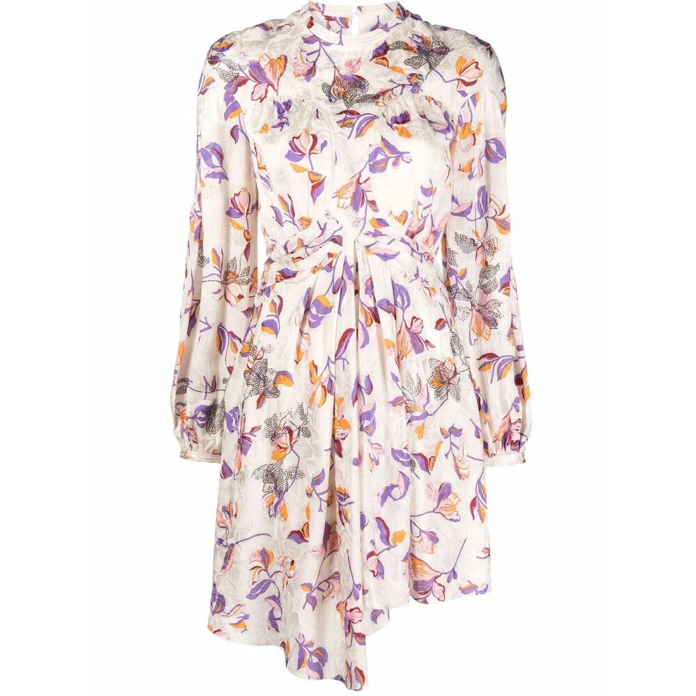 Zadig & Voltaire Rivage Embellished Floral Silk Blend Dress Medium Parisian